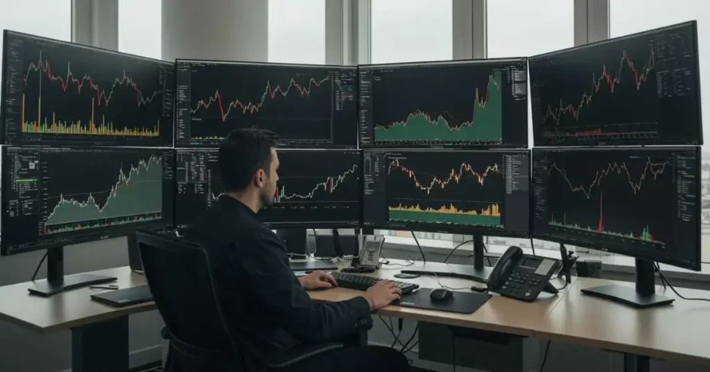 Gráfico ilustrando suporte e resistência em ação.